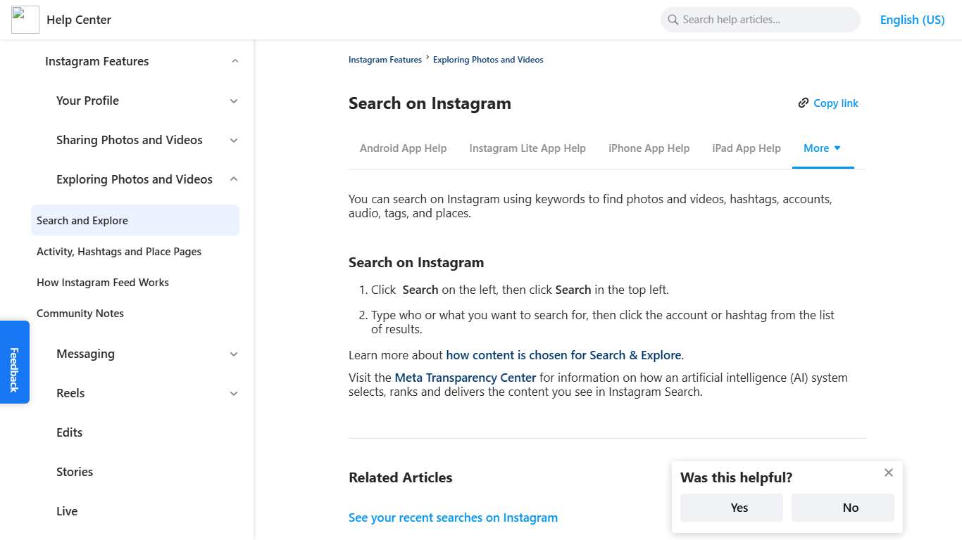 Search on Instagram Instagram Help Center